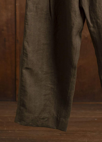ZIGGY CHEN 0M2510509 Striped Front Pleat Trousers OLIVE X BURGUNDY