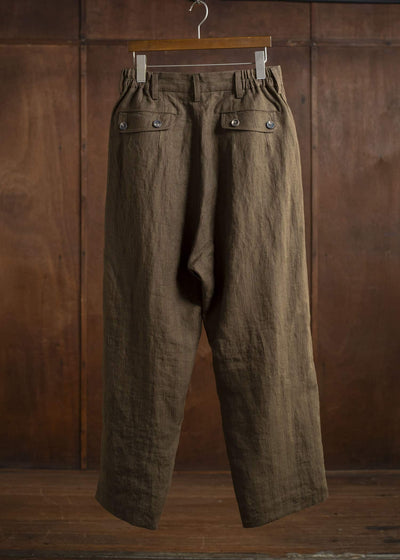 ZIGGY CHEN 0M2510509 Striped Front Pleat Trousers OLIVE X BURGUNDY