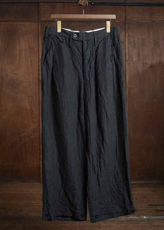 KLASICA LINDBERG Ⅱ- SL SIDE TUCKED WIDE STRAIGHT TROUSERS MID NIGHT