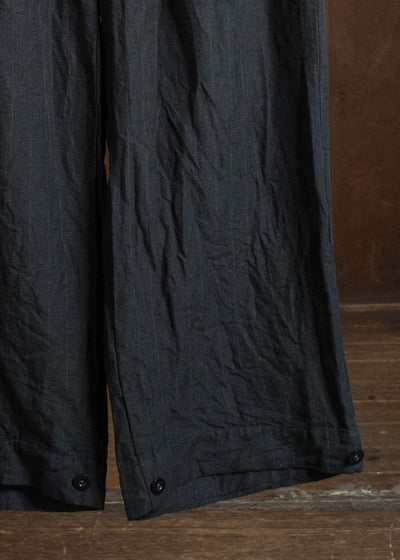 KLASICA LINDBERG Ⅱ- SL SIDE TUCKED WIDE STRAIGHT TROUSERS MID NIGHT