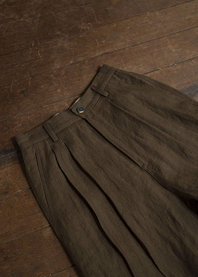 ZIGGY CHEN 0M2510509 Striped Front Pleat Trousers OLIVE X BURGUNDY
