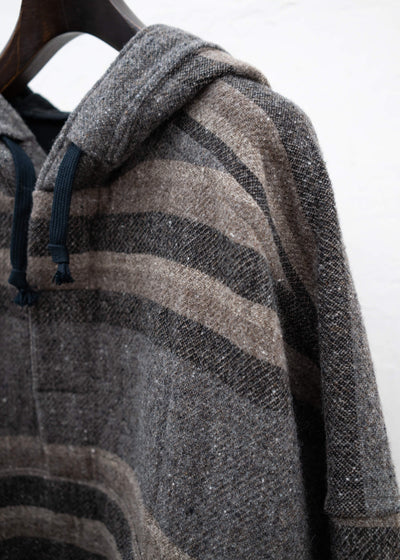 JAN-JAN VAN ESSCHE ”JACKET#54” OVERSIZED HOODED PULLOVER JACKET BOLD STRIPED WOOL COTTON