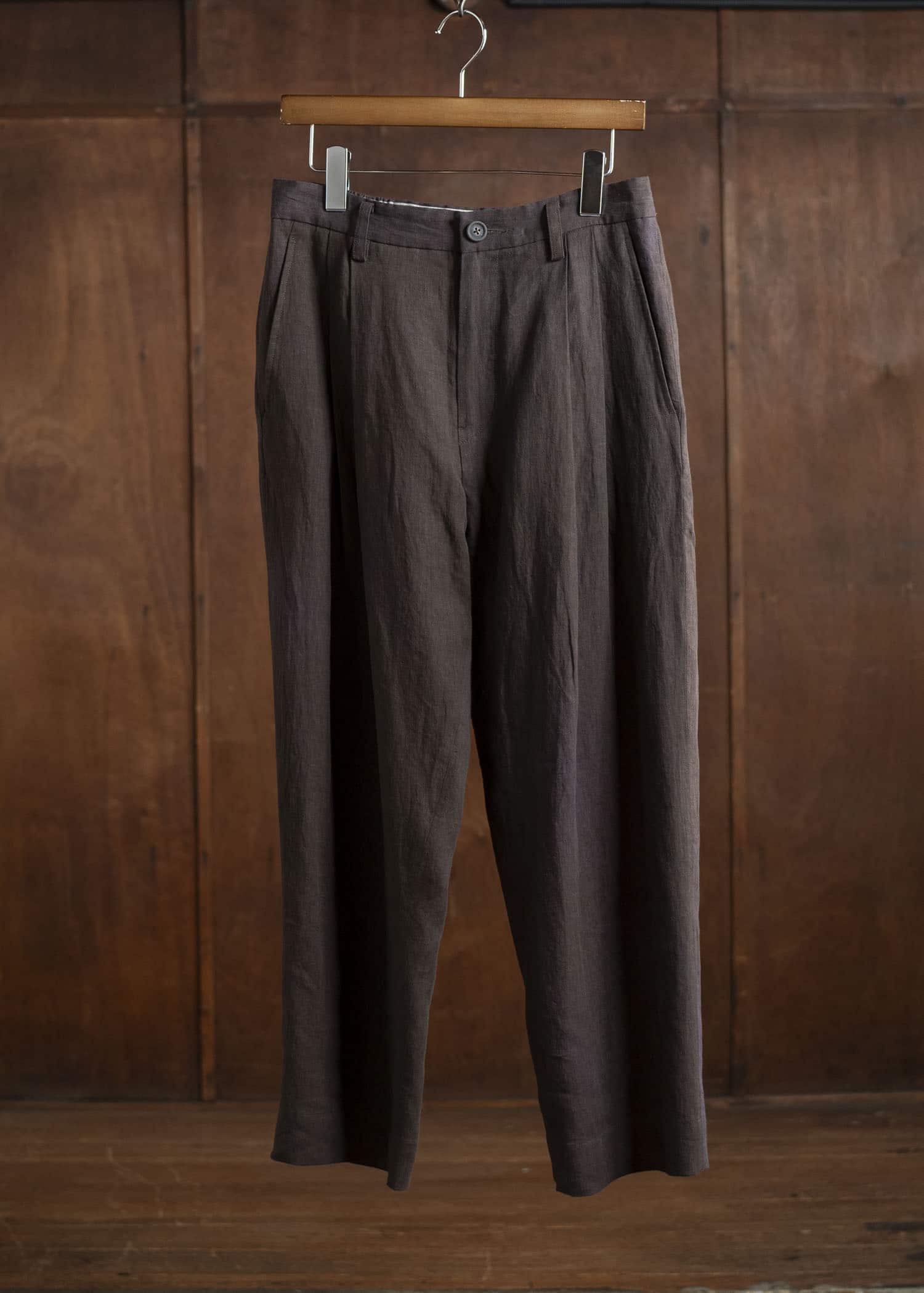 ZIGGY CHEN 0M2510501 Front Pleats Tapered Trousers PURPLE BROWN