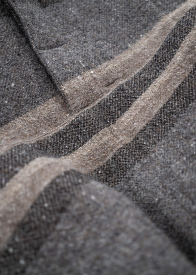 JAN-JAN VAN ESSCHE ”JACKET#54” OVERSIZED HOODED PULLOVER JACKET BOLD STRIPED WOOL COTTON