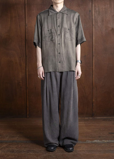 ZIGGY CHEN 0M2510721 Spread Collar Short Sleeve Shirt DARK GREY