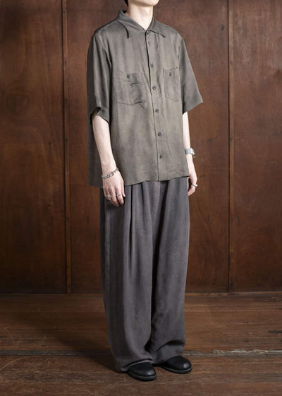 ZIGGY CHEN 0M2510721 Spread Collar Short Sleeve Shirt DARK GREY