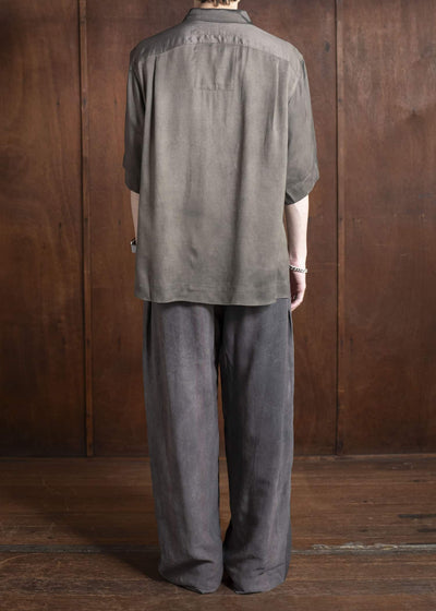 ZIGGY CHEN 0M2510721 Spread Collar Short Sleeve Shirt DARK GREY