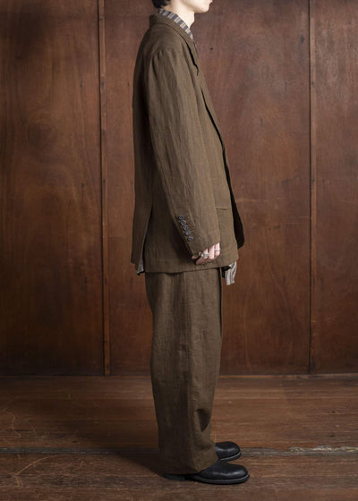 ZIGGY CHEN 0M2510509 Striped Front Pleat Trousers OLIVE X BURGUNDY