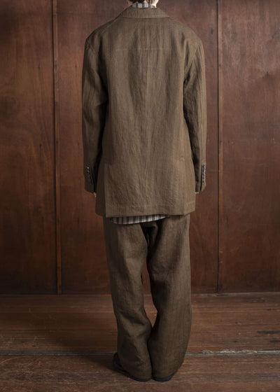 ZIGGY CHEN 0M2510509 Striped Front Pleat Trousers OLIVE X BURGUNDY