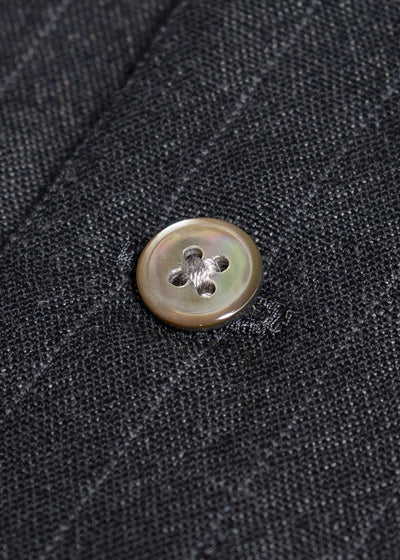 Gorsch 13-2ND-SH02-WL Wool Linen Band Collar Shirt Grey Stripe