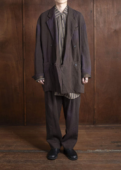 ZIGGY CHEN 0M2510904 Double Breasted Long Jacket PURPLE BROWN