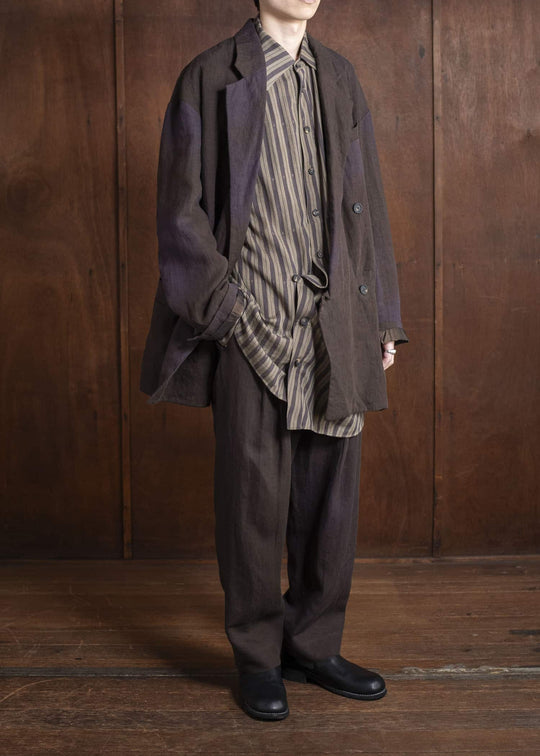 ZIGGY CHEN 0M2510501 Front Pleats Tapered Trousers PURPLE BROWN