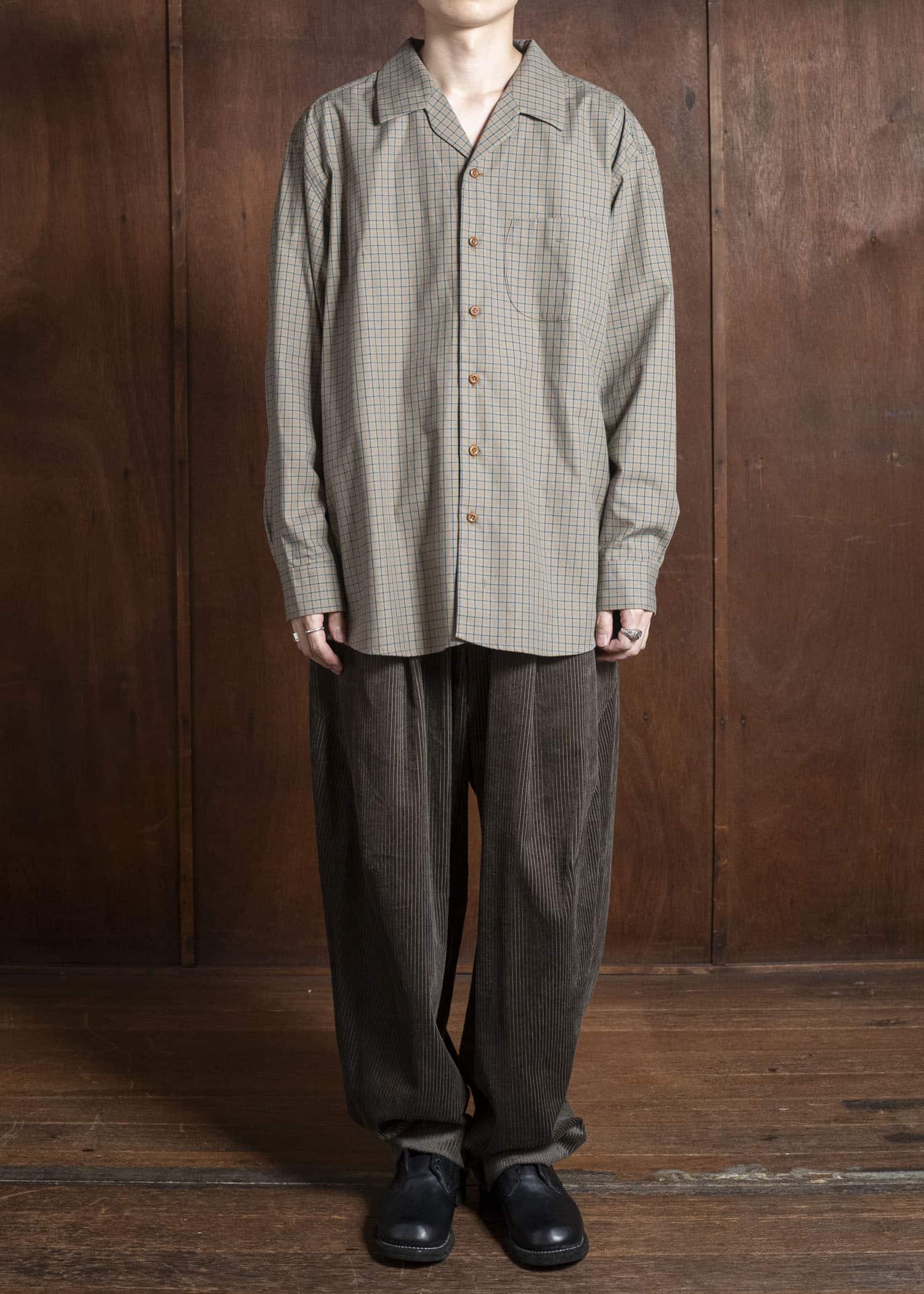 Gorsch 13-2ND-SH04-VIN Vintage Cotton Wide Silhoutte Open Collar Shirt Multipull