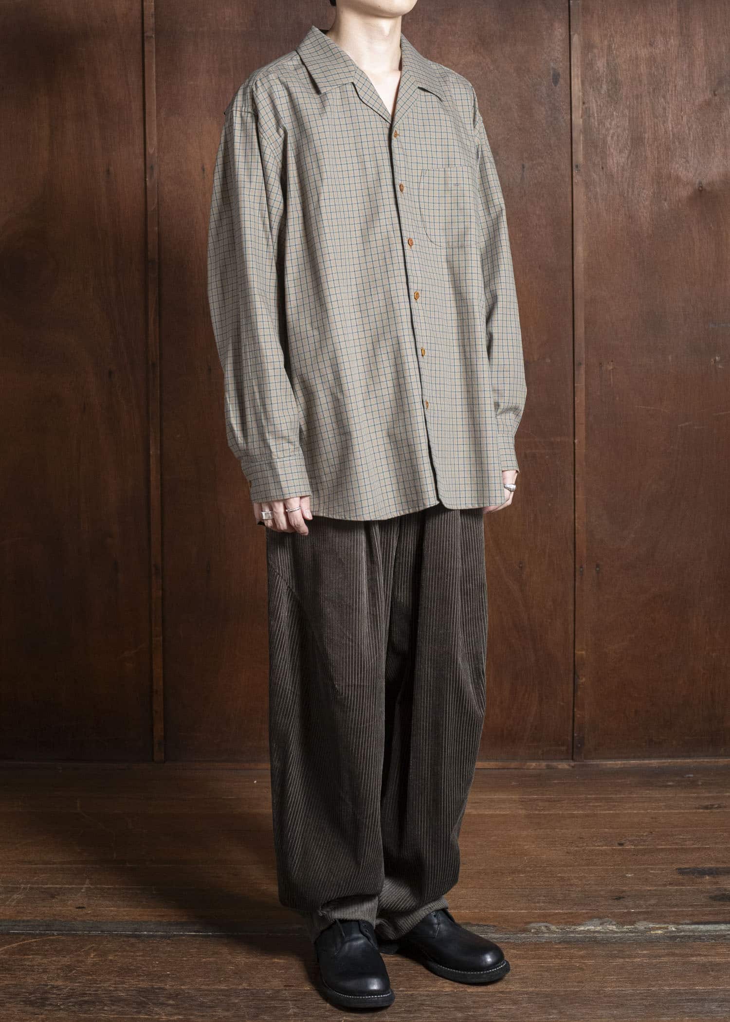 Gorsch 13-2ND-SH04-VIN Vintage Cotton Wide Silhoutte Open Collar Shirt Multipull