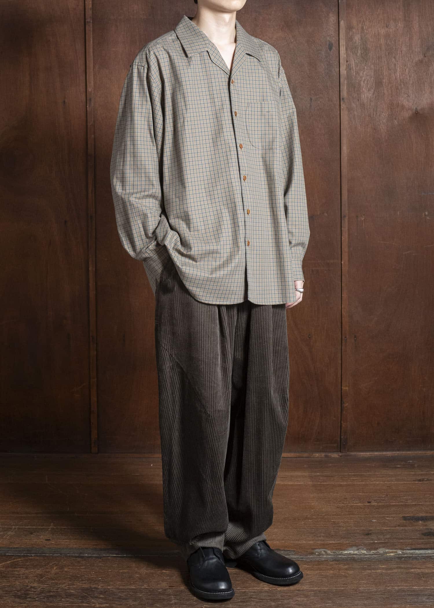 Gorsch 13-2ND-SH04-VIN Vintage Cotton Wide Silhoutte Open Collar Shirt Multipull