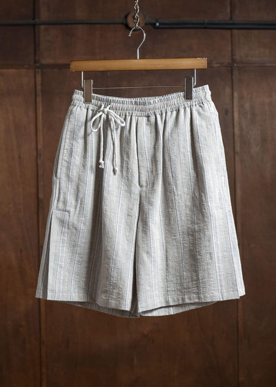 amachi. Phenomena Stripe Shorts AY16-24 Gray Beige