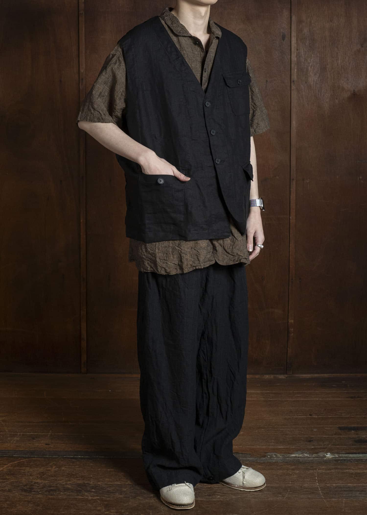 KLASICA MALAKOFF-db DECONSTRUCTED WORK WEAR VEST BLACK