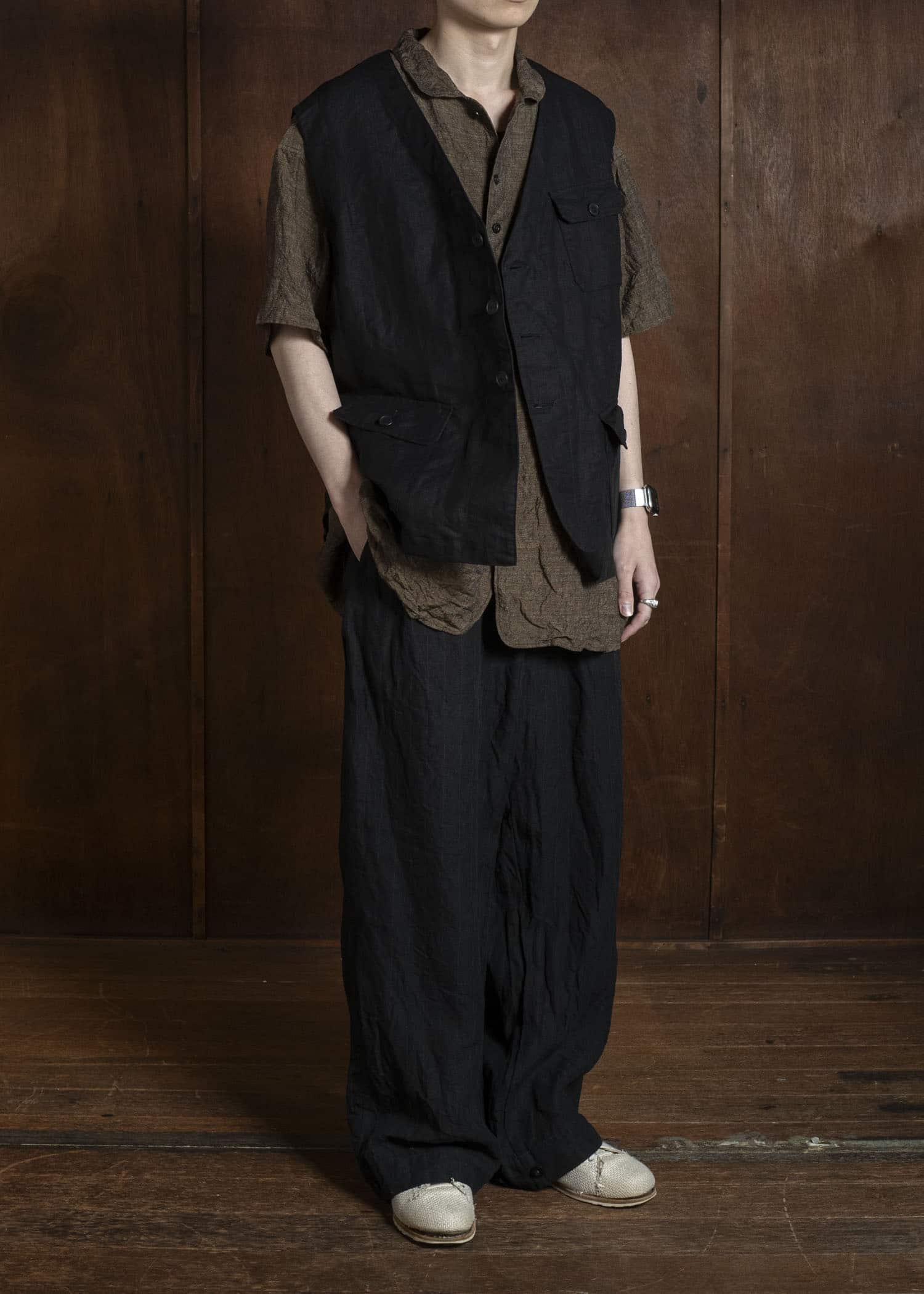 KLASICA MALAKOFF-db DECONSTRUCTED WORK WEAR VEST BLACK