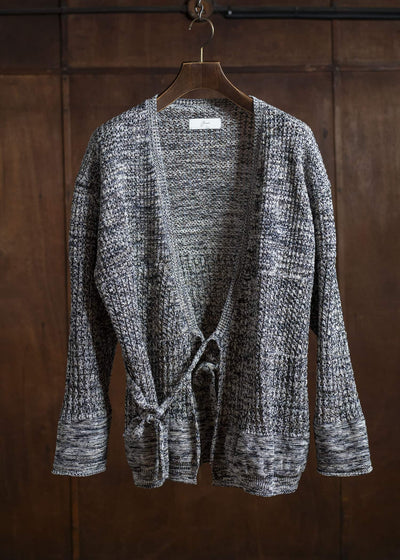 amachi. Natural shaped Knit cardigan AY16-33 Blue Gray