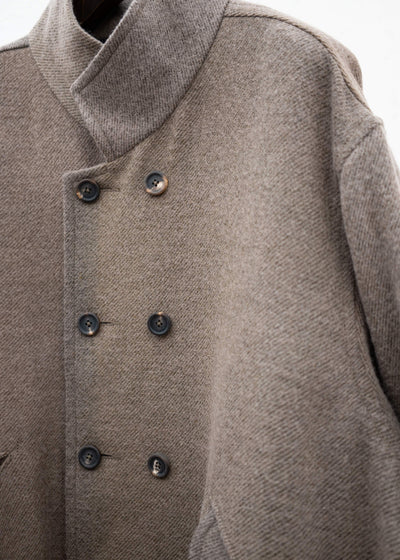ZIGGY CHEN STAND COLLAR DOUBLE BREASTED COAT