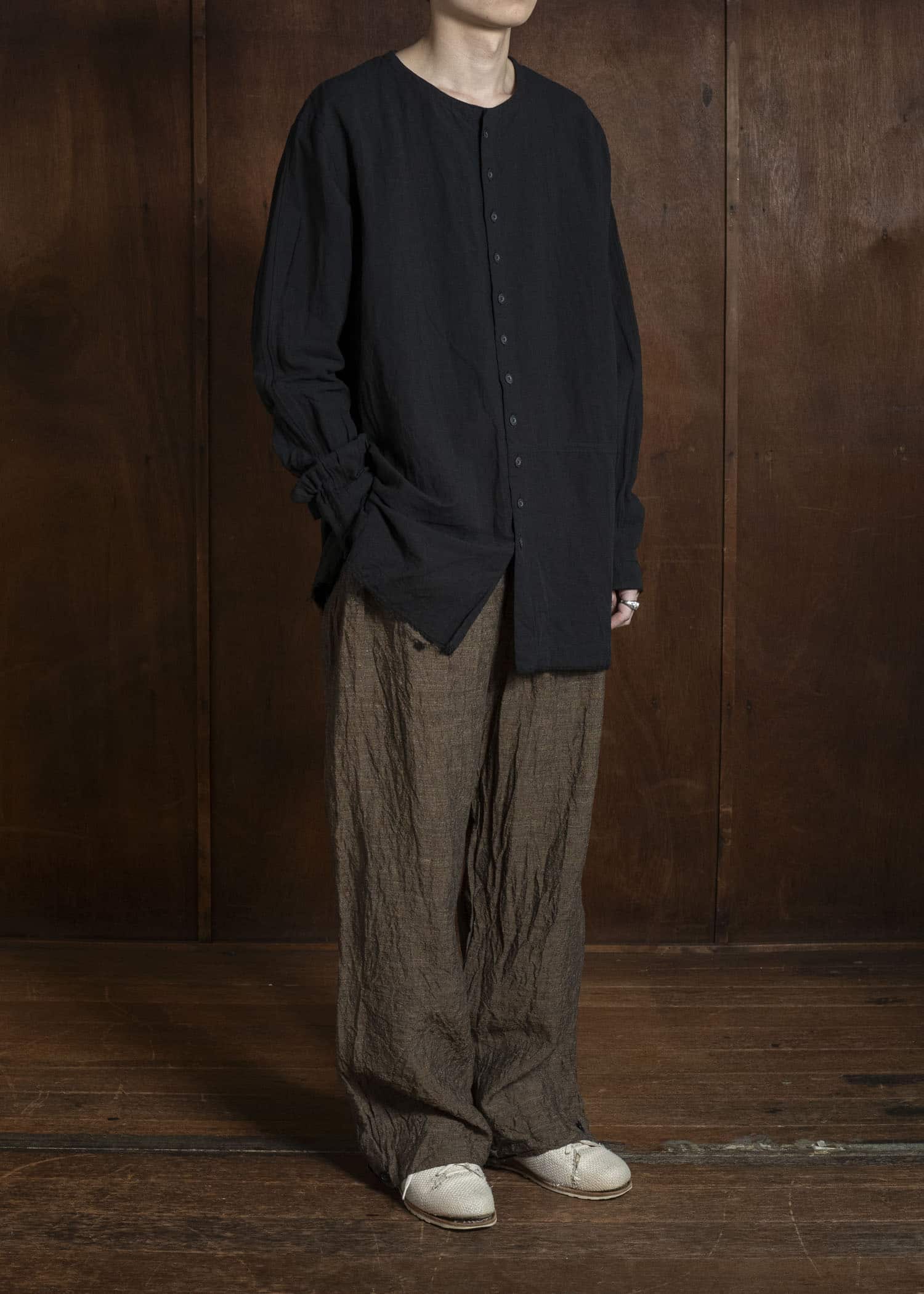 KLASICA SH-044 COLLARLES SPLIT RAGLAN SHIRTS BLACK