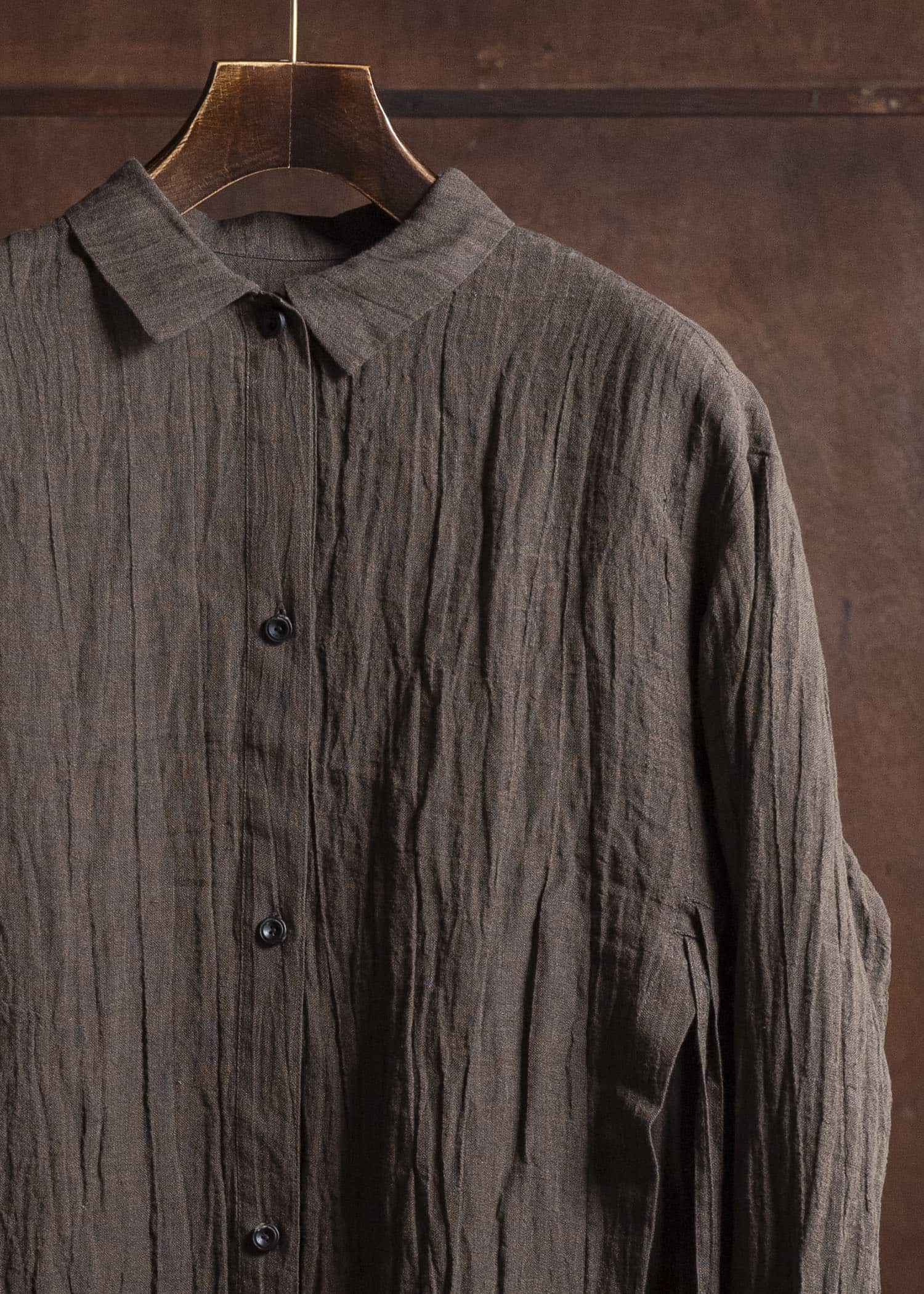 Professor.E DROP SHOULDER SHIRT BROWN 25FW-WN-LSH-02