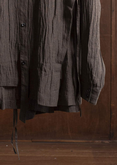 Professor.E DROP SHOULDER SHIRT BROWN 25FW-WN-LSH-02