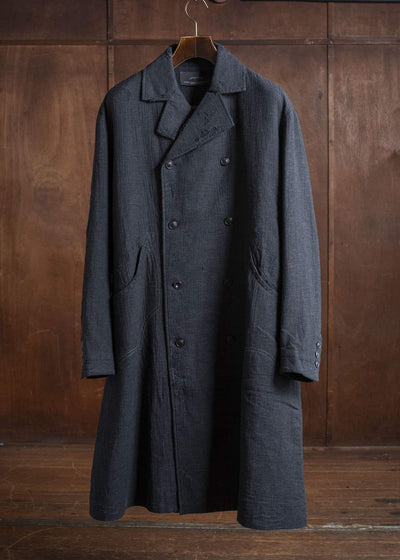 Professor.E SHEPERD DOUBLE BREASTED DISTRESSED COAT DARK GRAY 25FW-PE-LC-01