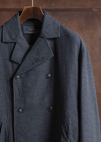 Professor.E SHEPERD DOUBLE BREASTED DISTRESSED COAT DARK GRAY 25FW-PE-LC-01