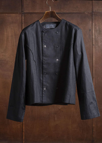 Professor.E DOUBLE BREASTED LINEN SHIRT BLACK 25FW-PE-LSH-02