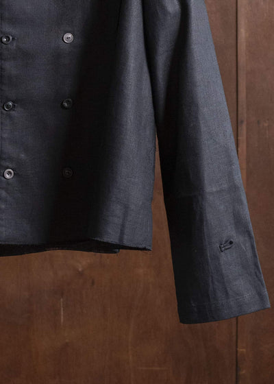 Professor.E DOUBLE BREASTED LINEN SHIRT BLACK 25FW-PE-LSH-02