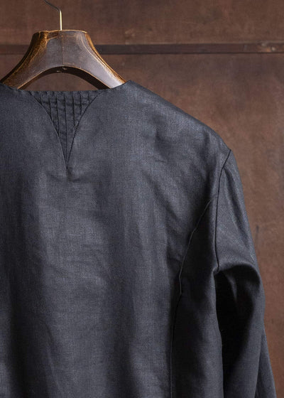 Professor.E DOUBLE BREASTED LINEN SHIRT BLACK 25FW-PE-LSH-02