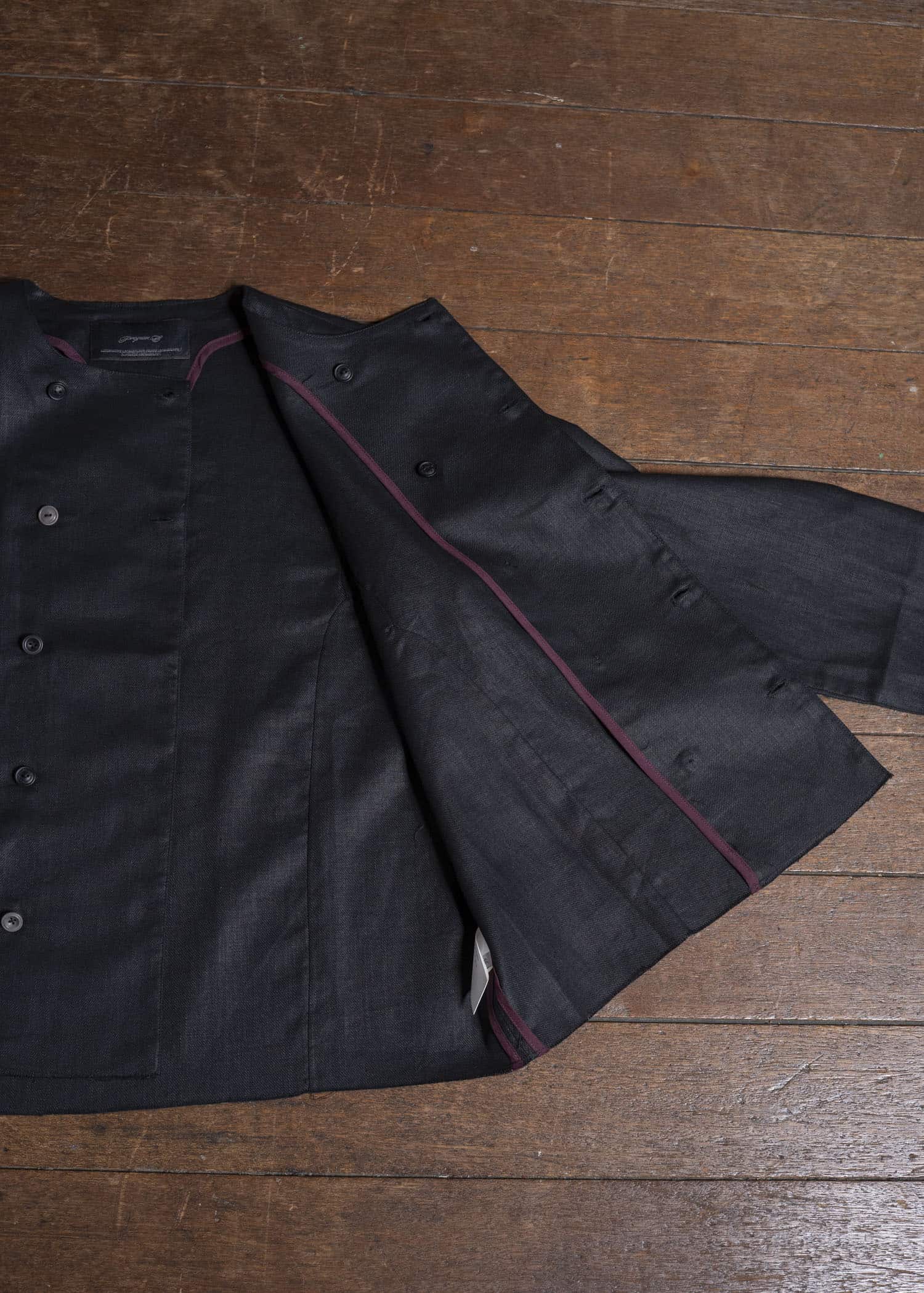 Professor.E DOUBLE BREASTED LINEN SHIRT BLACK 25FW-PE-LSH-02
