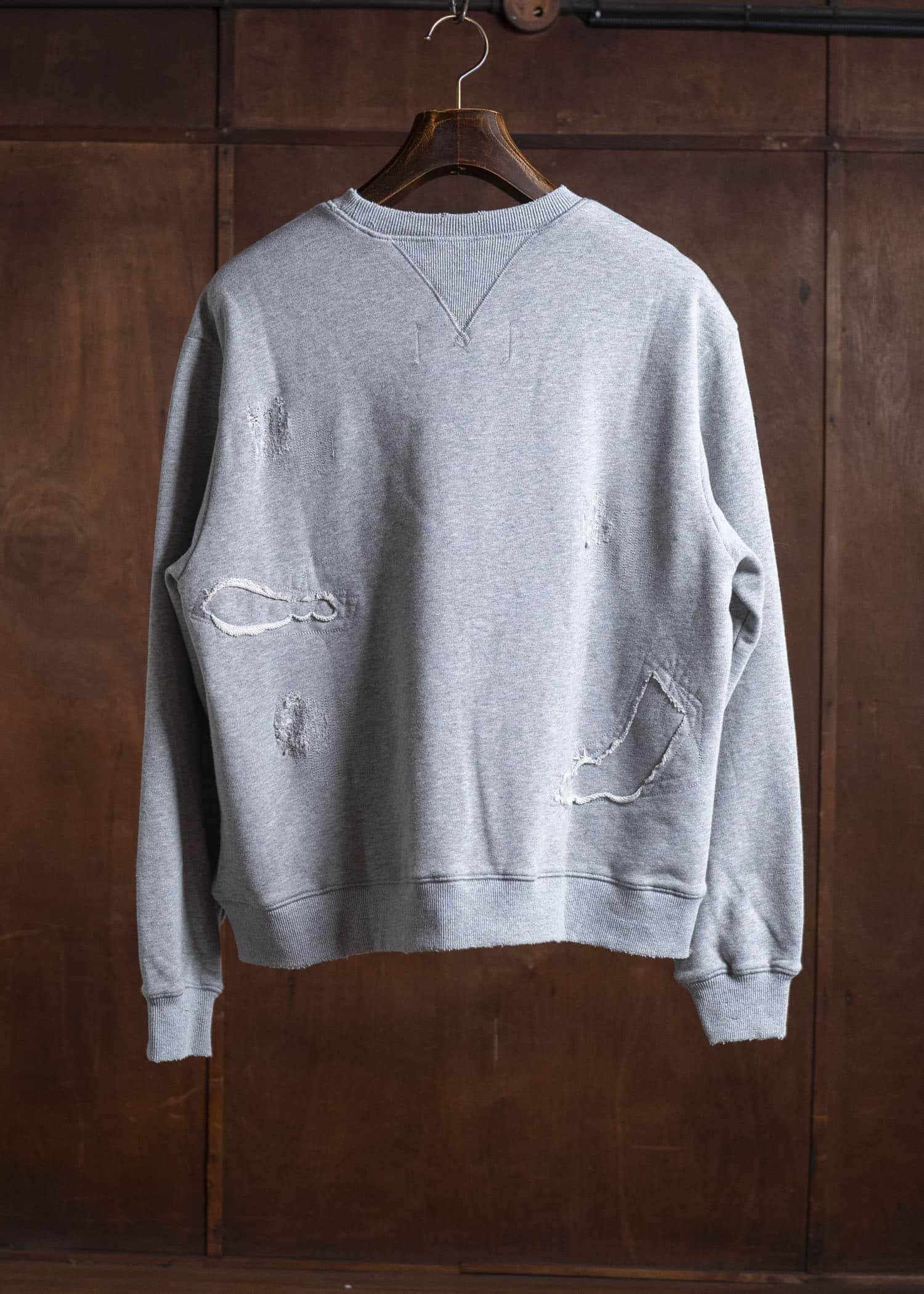 Professor.E DOUBLE V DESTROYED SWEATER GREY 25FW-PE-TTL-01