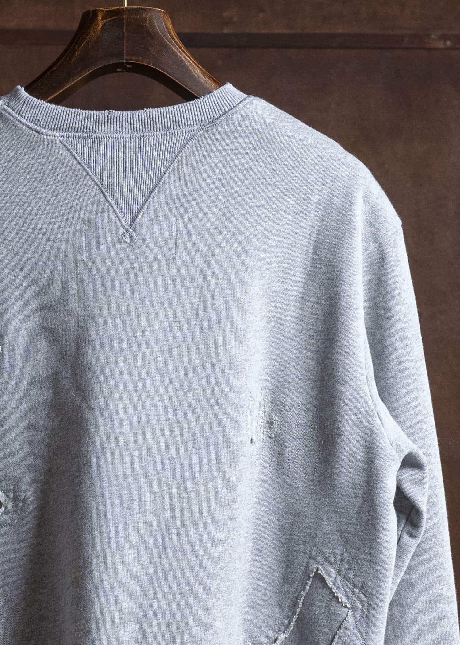 Professor.E DOUBLE V DESTROYED SWEATER GRAY 25FW-PE-TTL-01