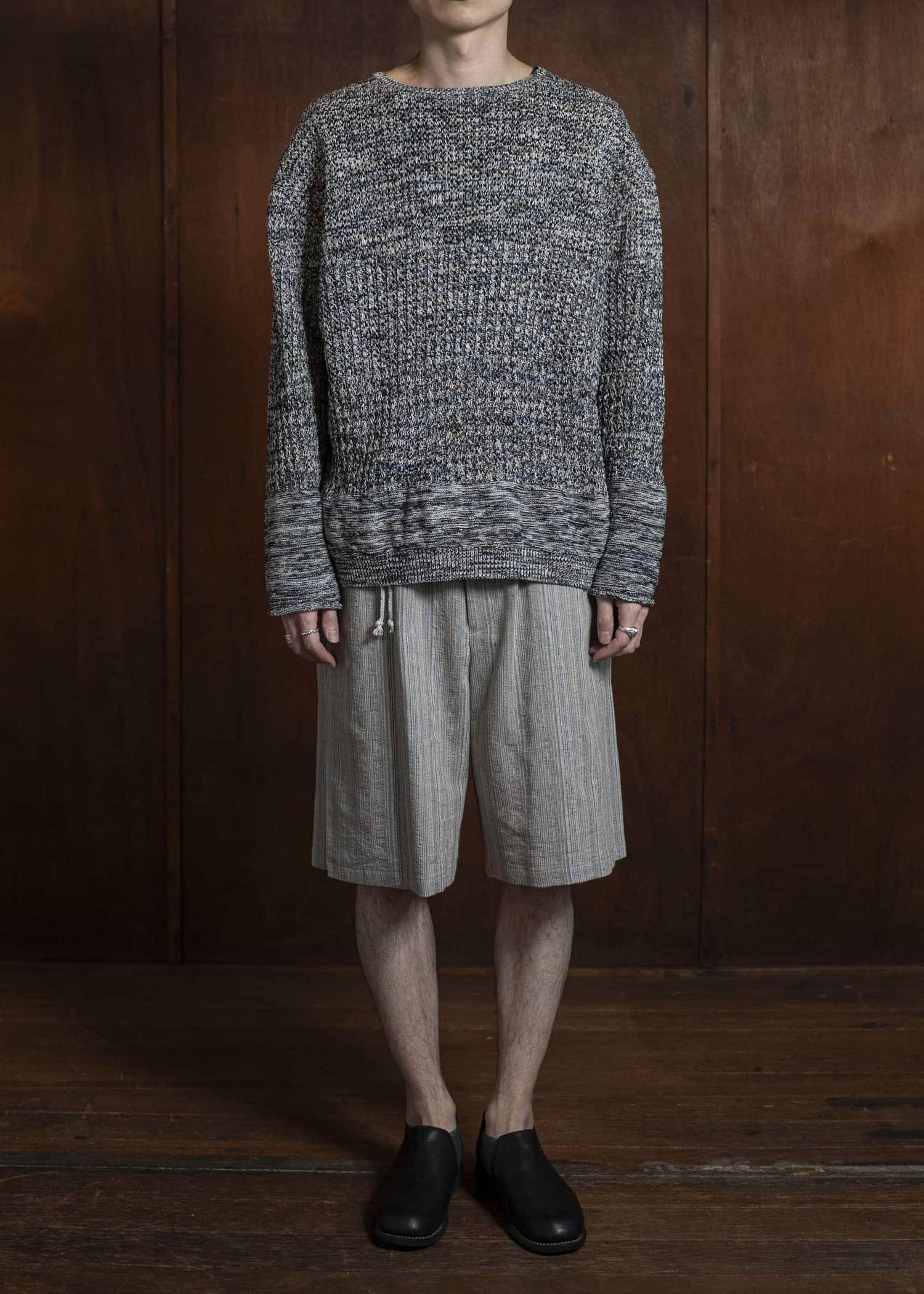 amachi. Phenomena Stripe Shorts AY16-24 Gray Beige