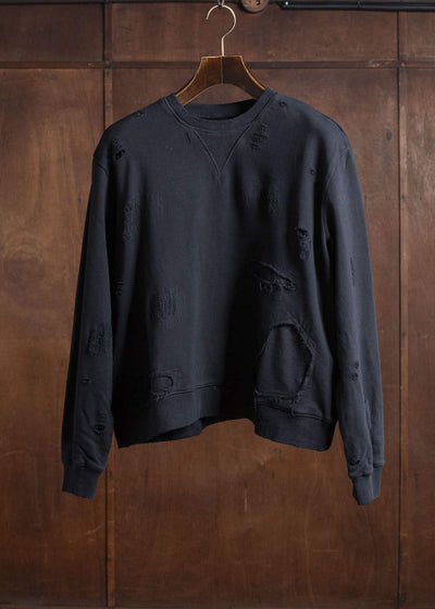 Professor.E DOUBLE V DESTROYED SWEATER BLACK 25FW-PE-TTL-01