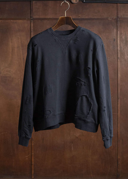 Professor.E DOUBLE V DESTROYED SWEATER BLACK 25FW-PE-TTL-01