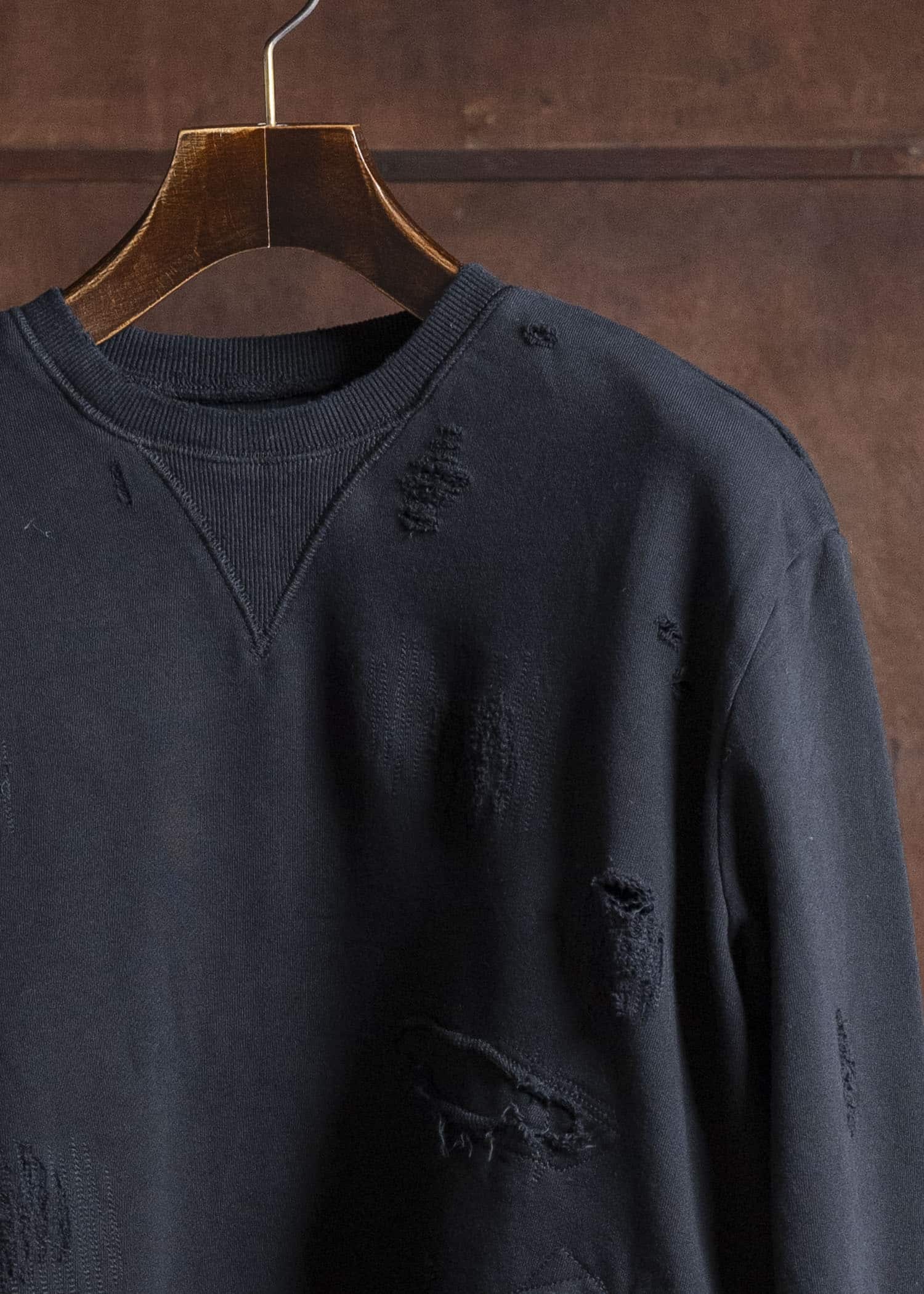 Professor.E DOUBLE V DESTROYED SWEATER BLACK 25FW-PE-TTL-01