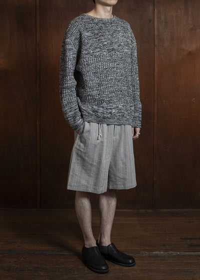 amachi. Phenomena Stripe Shorts AY16-24 Gray Beige