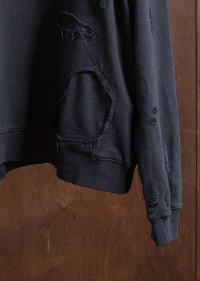 Professor.E DOUBLE V DESTROYED SWEATER BLACK 25FW-PE-TTL-01