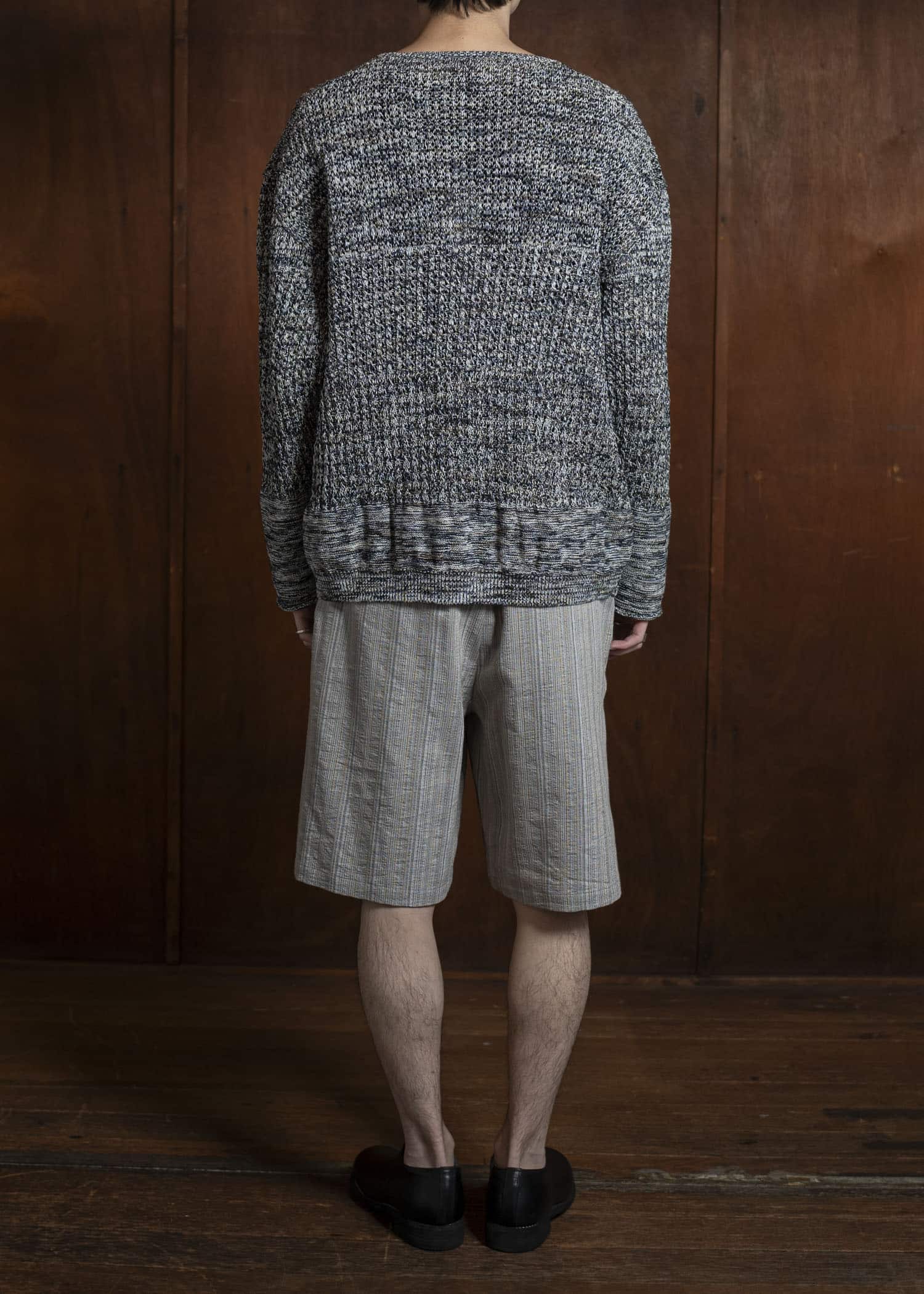 amachi. Phenomena Stripe Shorts AY16-24 Gray Beige