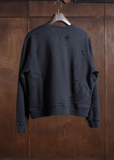Professor.E DOUBLE V DESTROYED SWEATER BLACK 25FW-PE-TTL-01
