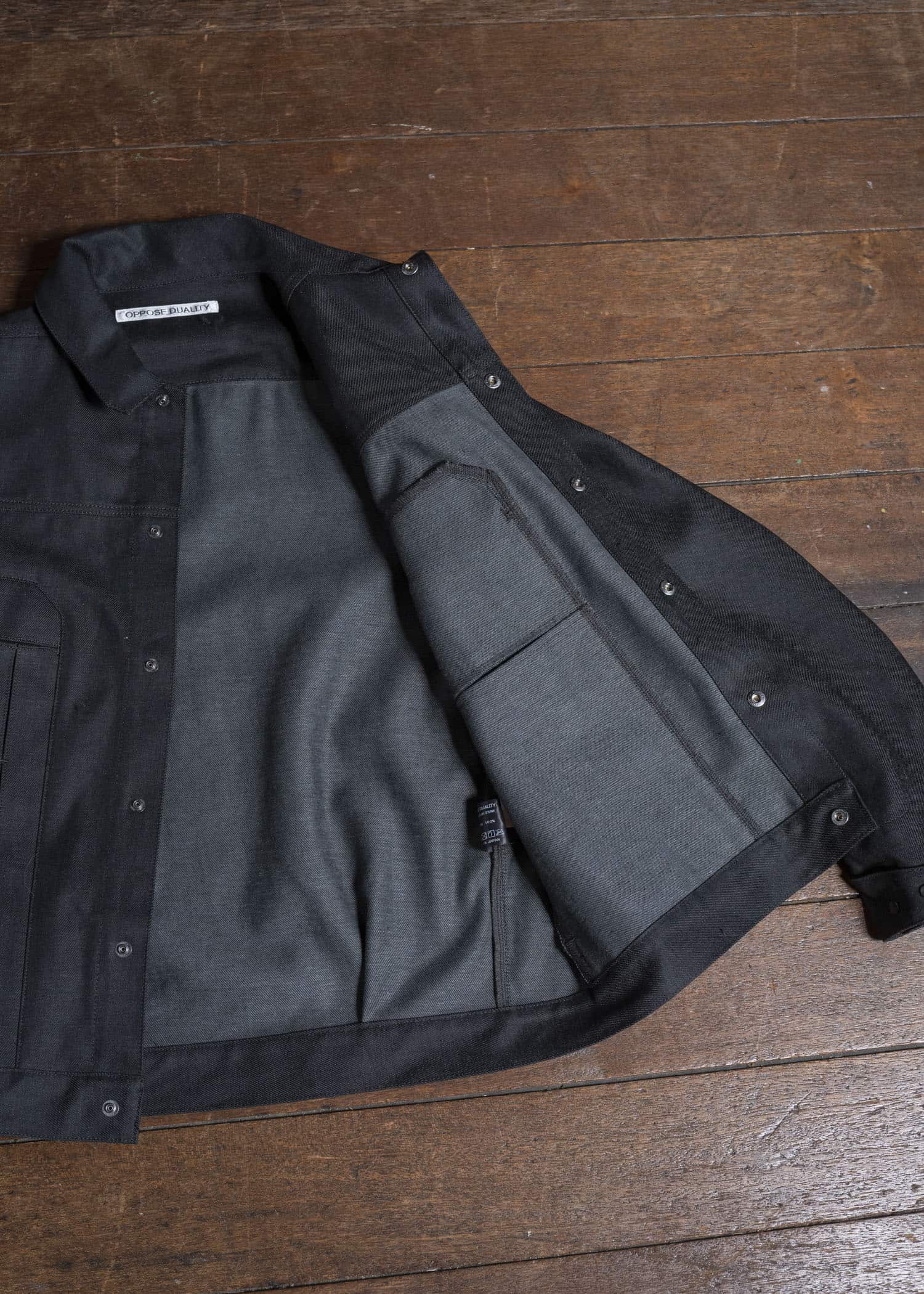 OPPOSE DUALITY OD0001DJK-25AW 6 Pocket Panel Denim JKT Raw Black Gray