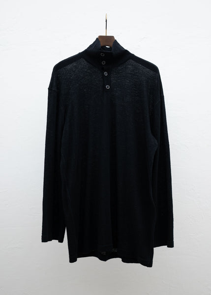 Peng Tai FUNEL NECK LONG SLEEVE SHIRT / BLK