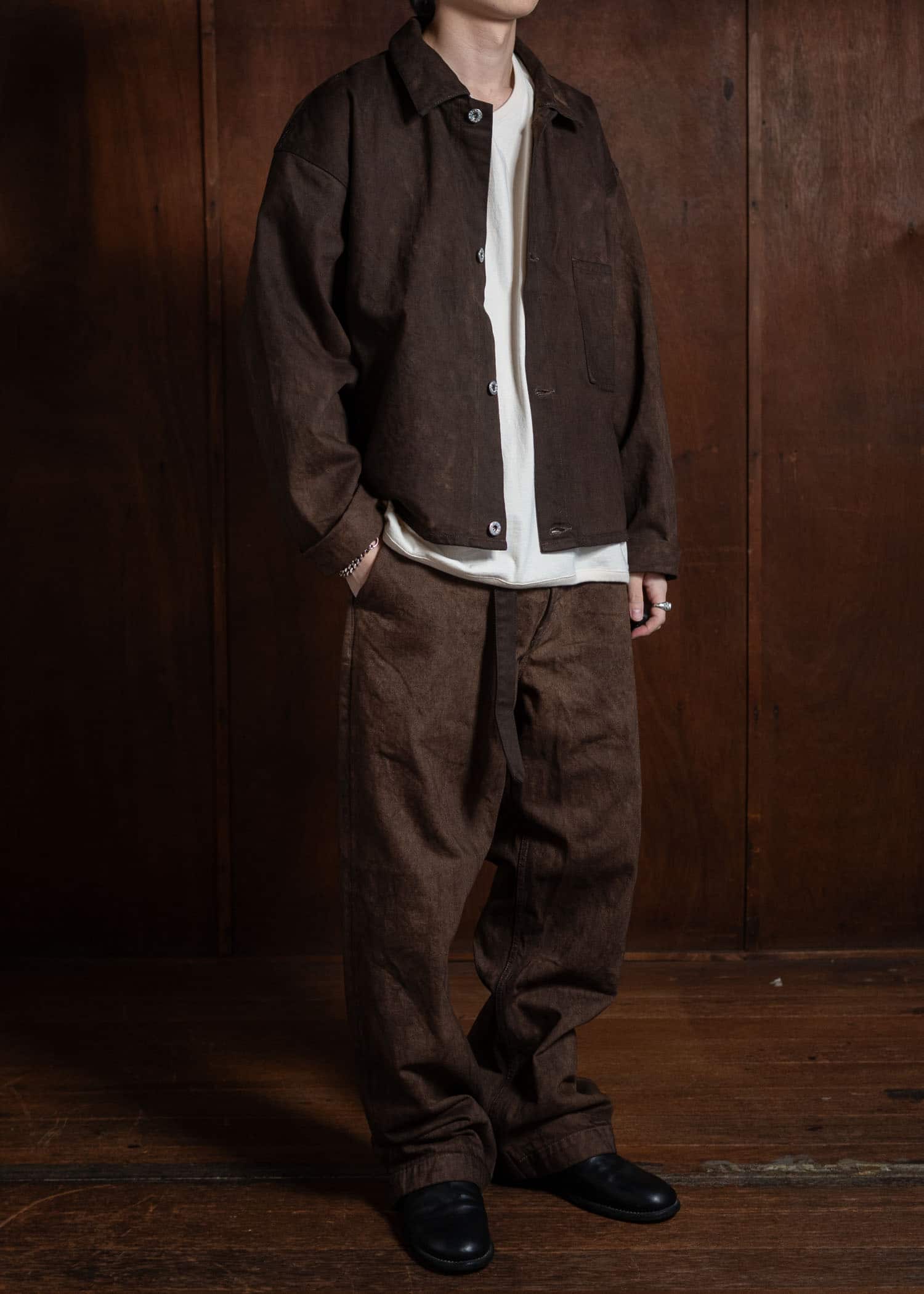 YOKO SAKAMOTO Denim Wide Trousers Kakishibu YS-24AW-53-Kakishibu