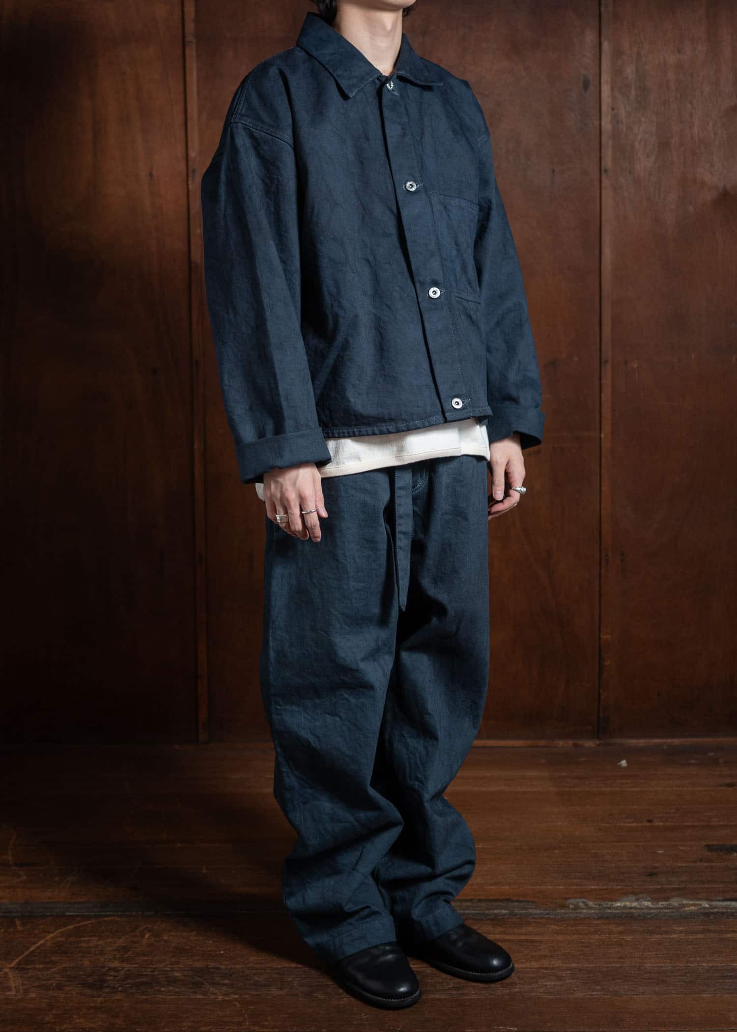 YOKO SAKAMOTO Denim Wide Trousers Indigo Sumi Ink YS-24AW-53-Indigo Sumi Ink