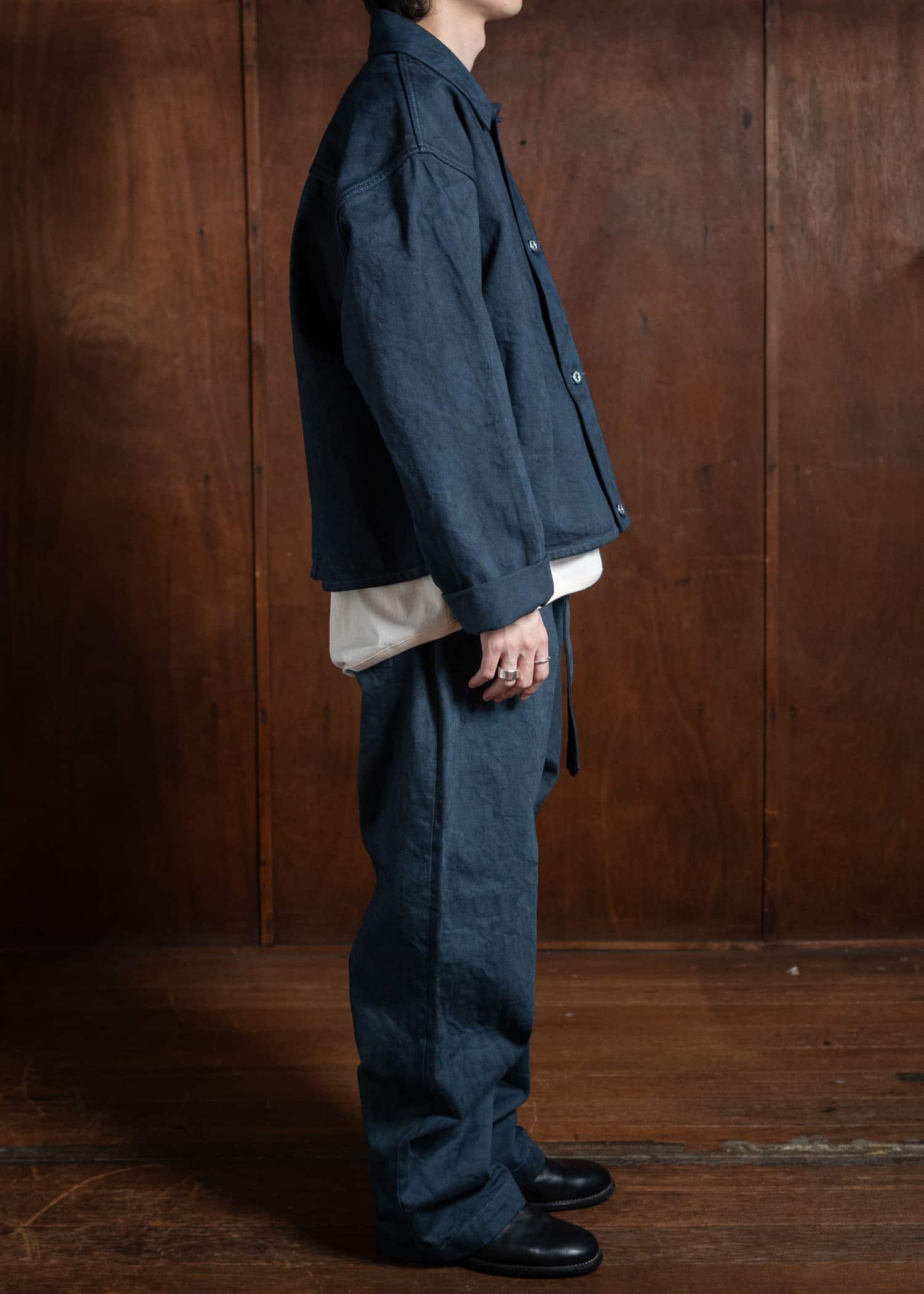 YOKO SAKAMOTO Denim Wide Trousers Indigo Sumi Ink YS-24AW-53-Indigo Sumi Ink