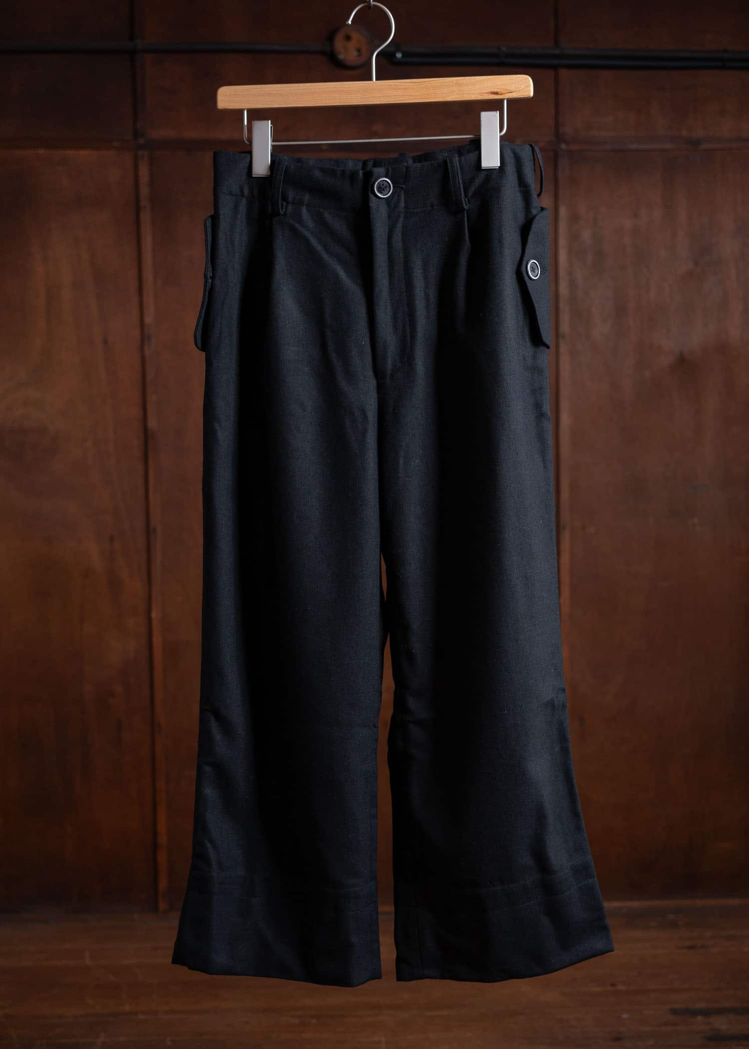 Peng Tai Aged Militaly Wool Trouser No Damage Processing Black PTW24M10-1