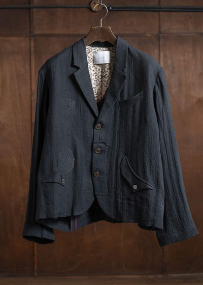 Professor.E 0222 / BLAZER 25SS-FM-JKT-01-FRAYED BLACK